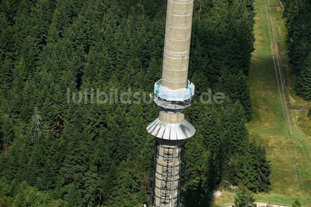 Luftbild Bischofsgrün - Antennen- Sendeturm und Funkmast Sender Ochsenkopf in Bischofsgrün im Bundesland Bayern