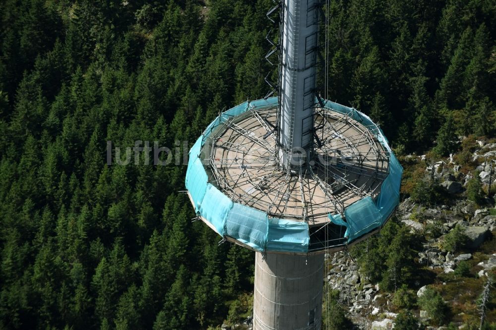 Luftbild Bischofsgrün - Antennen- Sendeturm und Funkmast Sender Ochsenkopf in Bischofsgrün im Bundesland Bayern