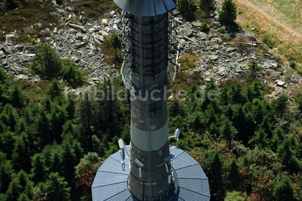 Luftbild Bischofsgrün - Antennen- Sendeturm und Funkmast Sender Ochsenkopf in Bischofsgrün im Bundesland Bayern