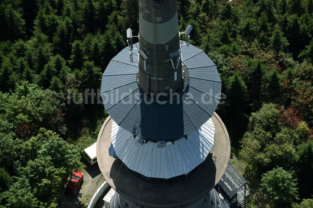 Luftaufnahme Bischofsgrün - Antennen- Sendeturm und Funkmast Sender Ochsenkopf in Bischofsgrün im Bundesland Bayern