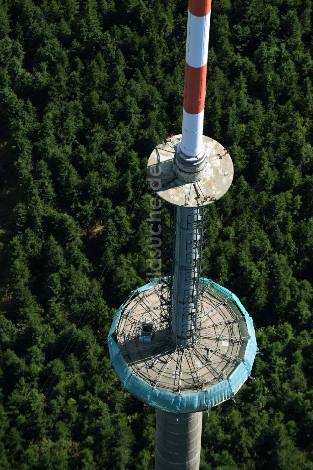 Luftbild Bischofsgrün - Antennen- Sendeturm und Funkmast Sender Ochsenkopf in Bischofsgrün im Bundesland Bayern