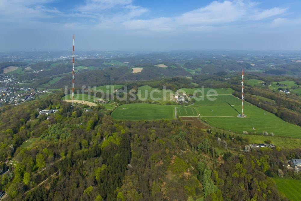 Velbert von oben - Antennen- Sendeturm und Funkmast des WDR- Senders Langenberg in Velbert im Bundesland Nordrhein-Westfalen