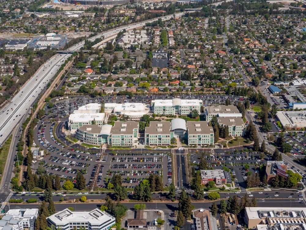 Luftaufnahme Cupertino - Apple Campus am Infinite Loop in Cupertino in USA