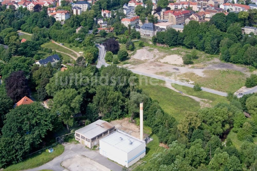 Luftaufnahme Löbau - Arbeiten auf dem Gelände der Landesgartenschau in Löbau im Bundesland Sachsen