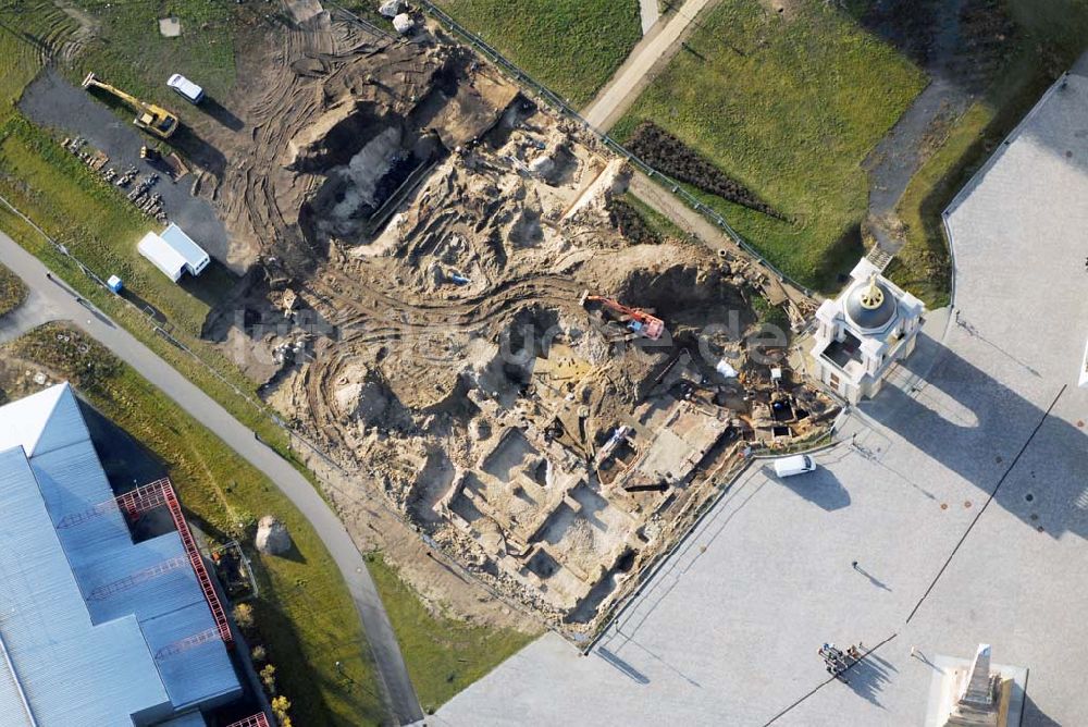 Luftaufnahme Potsdam - archäologische Grabungen am ehemaligen Potsdamer Stadtschloss