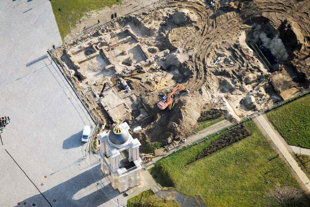 Luftaufnahme Potsdam - archäologische Grabungen am ehemaligen Potsdamer Stadtschloss