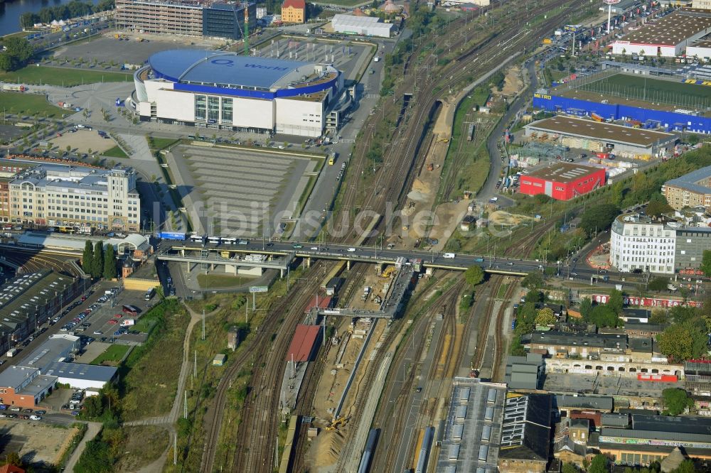 Berlin von oben - Areal des S-Bahnhofes Warschauer Straße in Berlin vor der geplanten Modernisierung