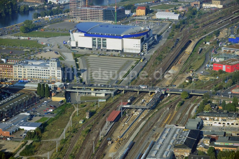 Luftbild Berlin - Areal des S-Bahnhofes Warschauer Straße in Berlin vor der geplanten Modernisierung