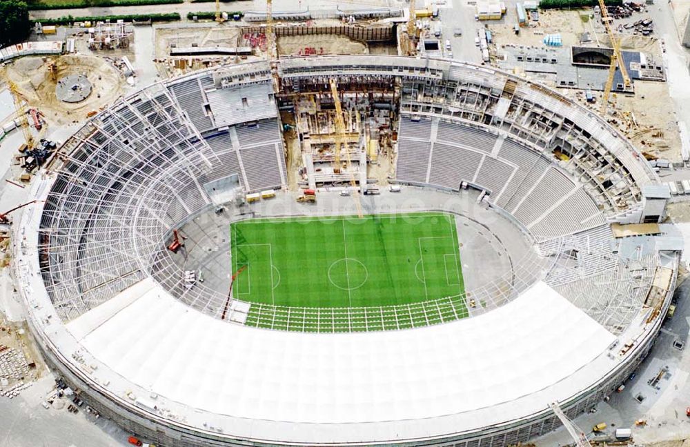 Berlin aus der Vogelperspektive: Areal des Berliner Olypiastadions auf dem Olymiapark Berlin während des Umbaus / Modernisierung durch die WALTER BAU AG