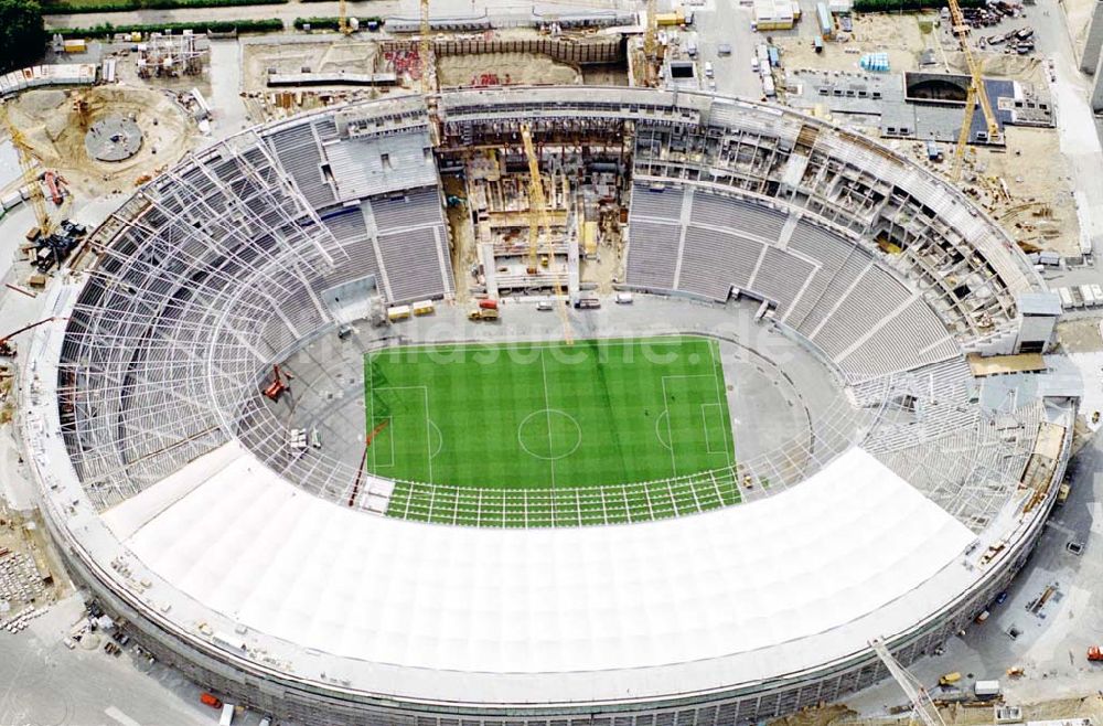 Berlin von oben - Areal des Berliner Olypiastadions auf dem Olymiapark Berlin während des Umbaus / Modernisierung durch die WALTER BAU AG