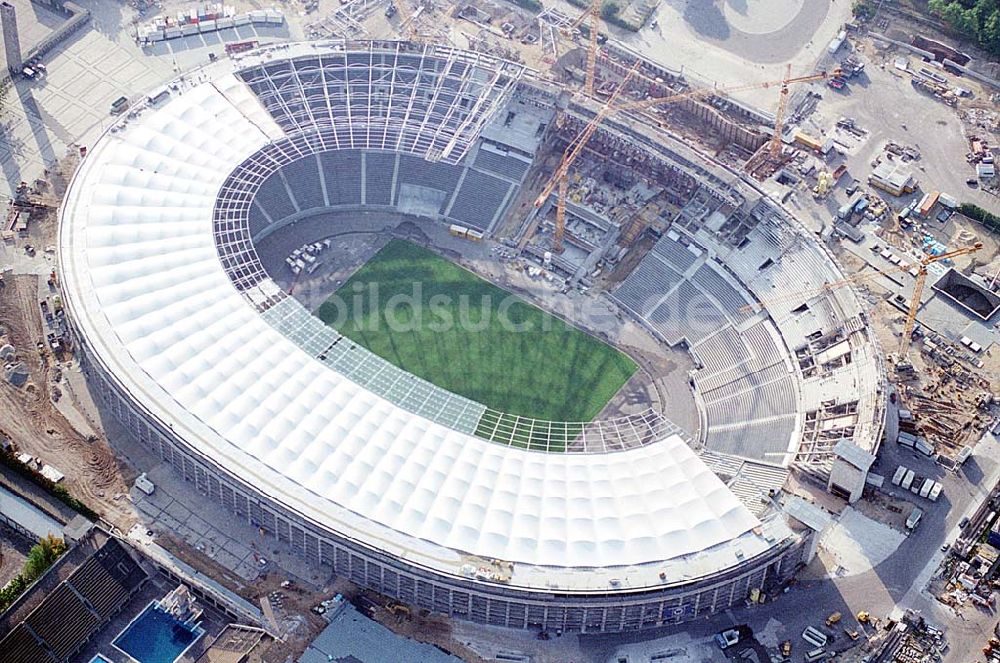 Berlin von oben - Areal des Berliner Olypiastadions auf dem Olymiapark Berlin während des Umbaus / Modernisierung durch die WALTER BAU AG