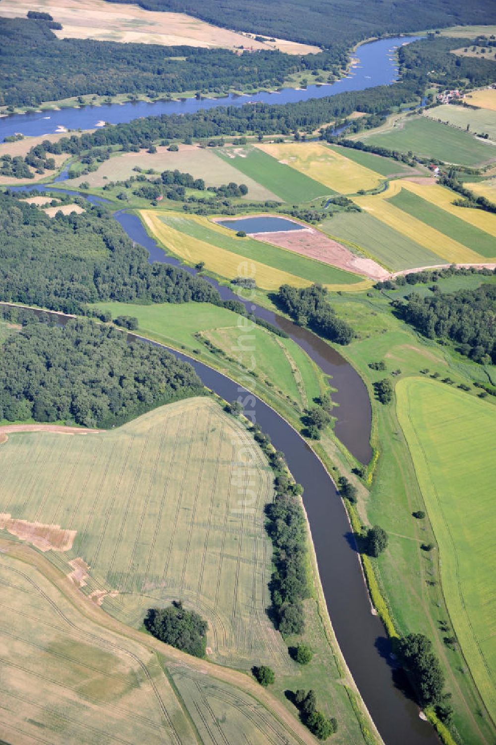 Tornitz aus der Vogelperspektive: Areal des geplanten Saalekanales bei Tornitz