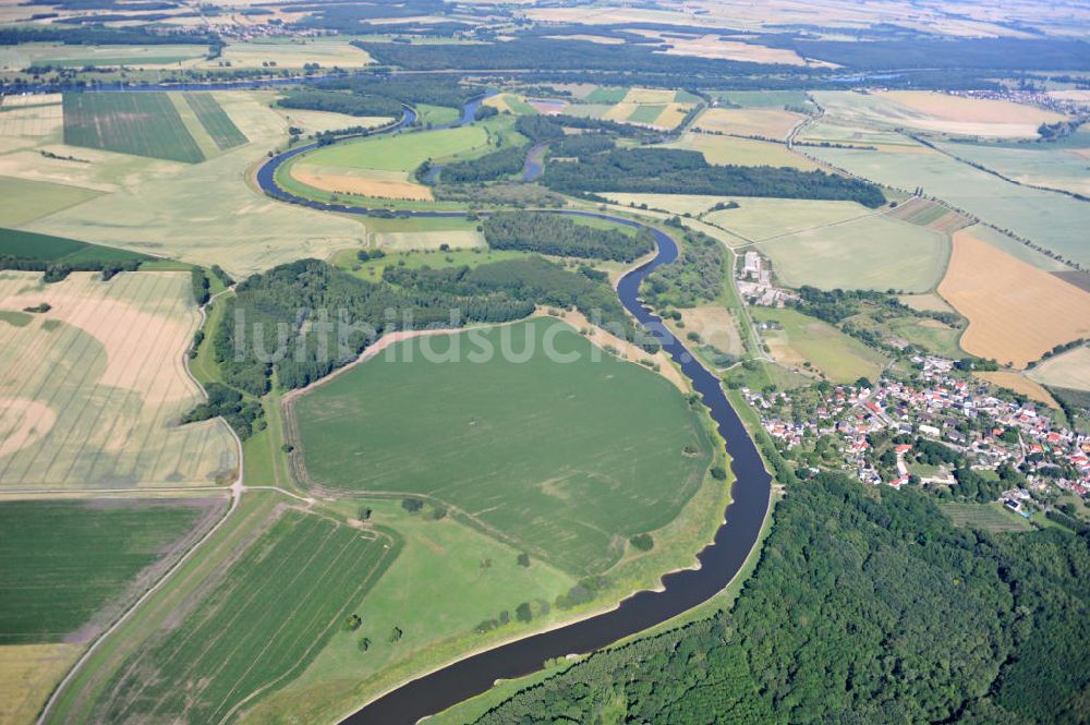 Tornitz von oben - Areal des geplanten Saalekanales bei Tornitz