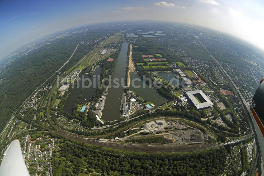 Luftbild Duisburg - Areal an der MSV-Arena Wedau mit der Regattabahn und der Parallelkanal in Duisburg