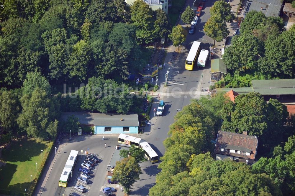 Luftaufnahme Berlin - Areal Prinzessinnenstraße / Bahnhofstraße an der Bahnstrecke Dresdner Bahn zum S- Bahnhof Lichtenrade in Berlin