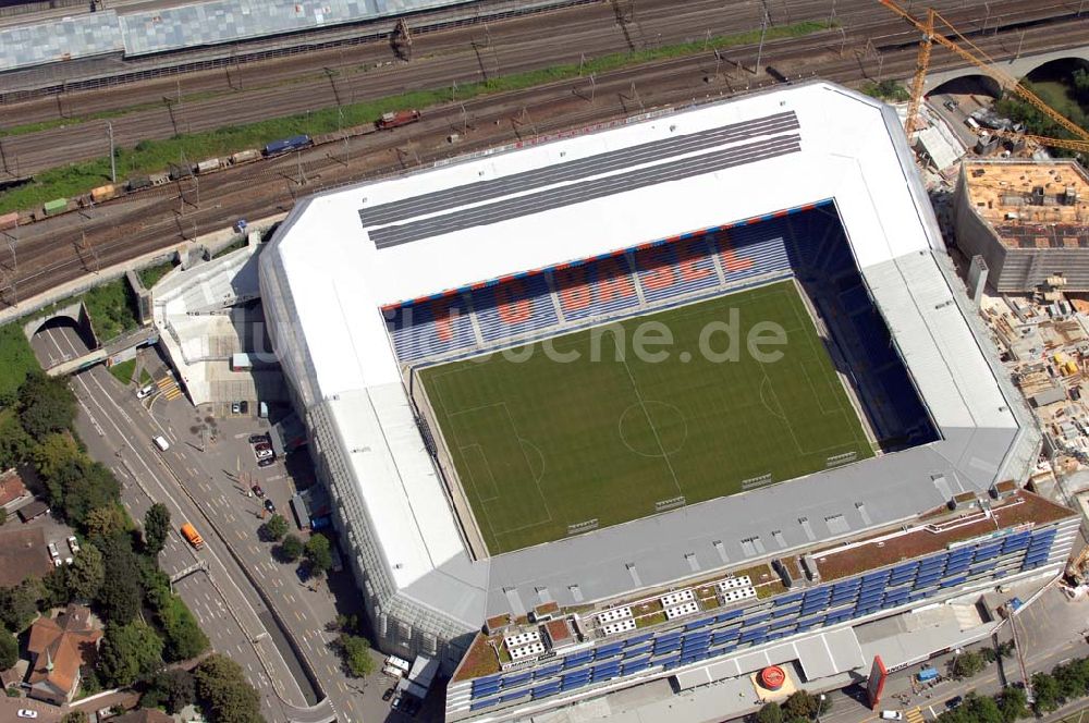 Basel aus der Vogelperspektive: Arena - Stadion St. Jakob-Park des FC Basel in Basel in der Schweiz