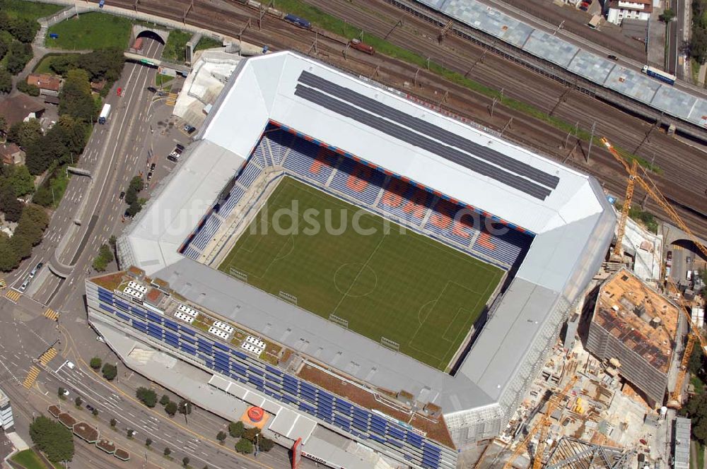 Luftaufnahme Basel - Arena - Stadion St. Jakob-Park des FC Basel in Basel in der Schweiz