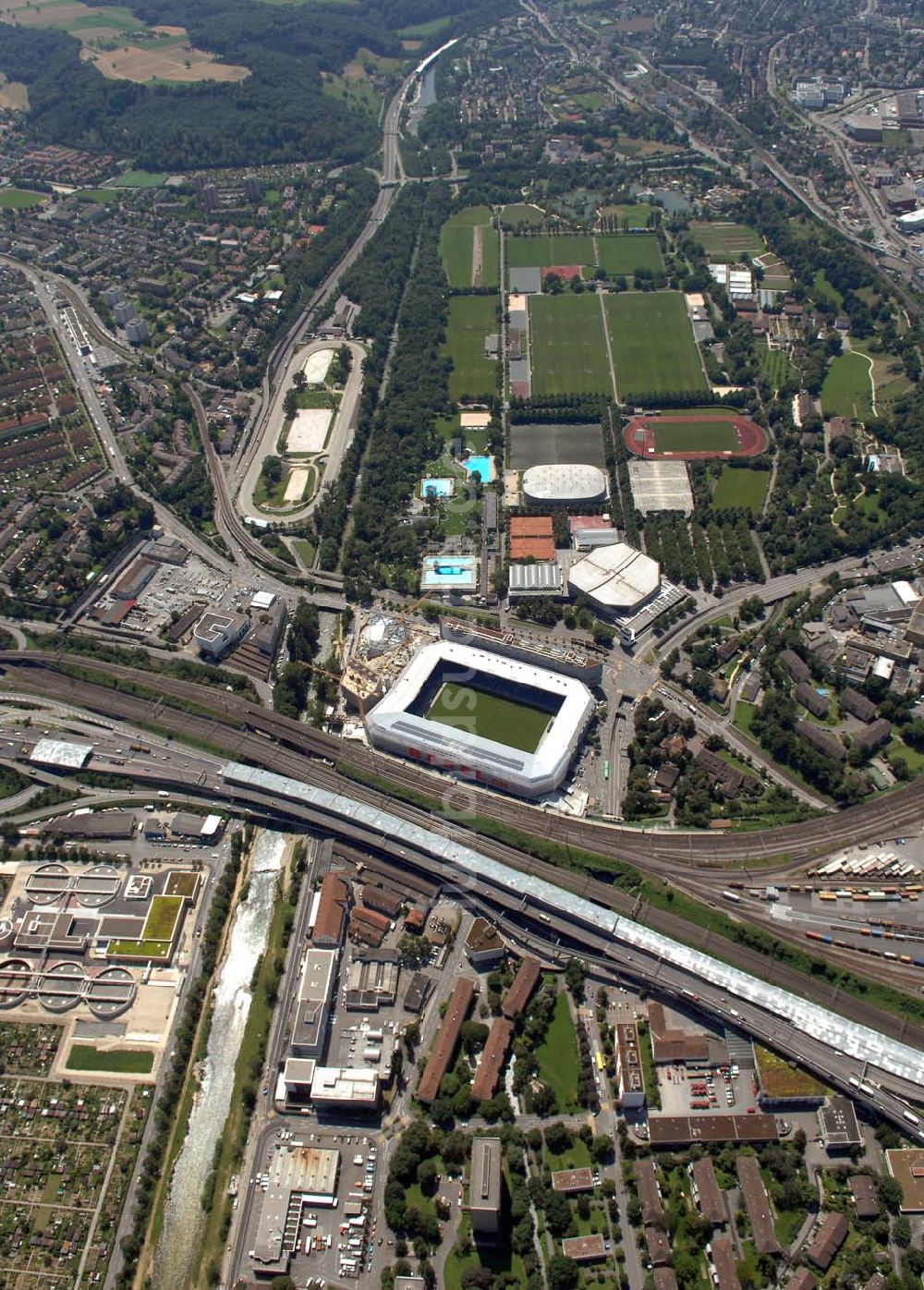 Luftbild Basel - Arena - Stadion St. Jakob-Park des FC Basel in Basel in der Schweiz