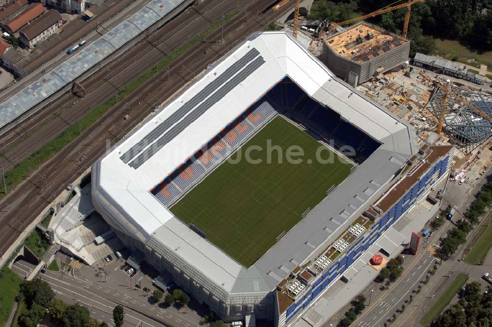 Luftaufnahme Basel - Arena - Stadion St. Jakob-Park des FC Basel in Basel in der Schweiz