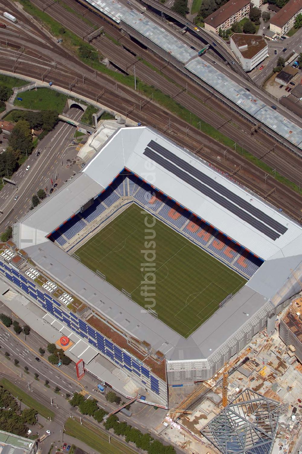 Basel aus der Vogelperspektive: Arena - Stadion St. Jakob-Park des FC Basel in Basel in der Schweiz