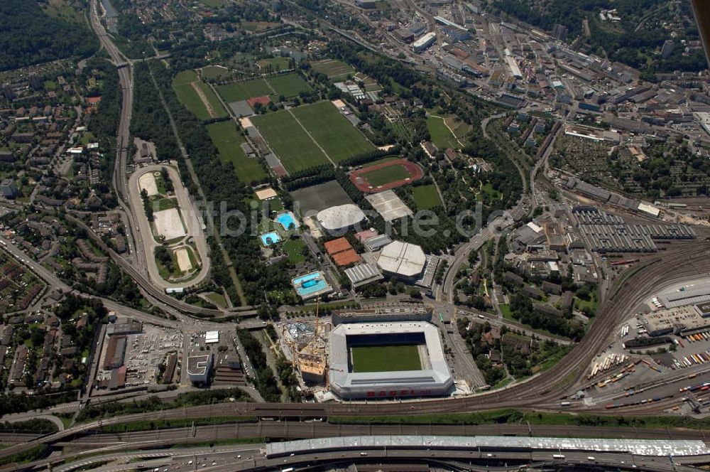 Basel aus der Vogelperspektive: Arena - Stadion St. Jakob-Park des FC Basel in Basel in der Schweiz