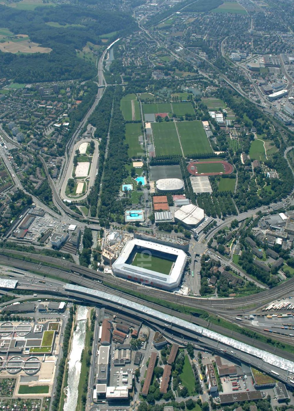 Luftaufnahme Basel - Arena - Stadion St. Jakob-Park des FC Basel in Basel in der Schweiz