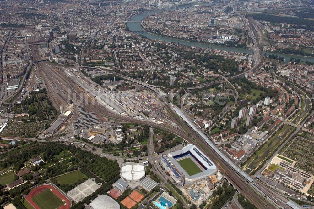 Basel von oben - Arena - Stadion St. Jakob-Park des FC Basel in Basel in der Schweiz