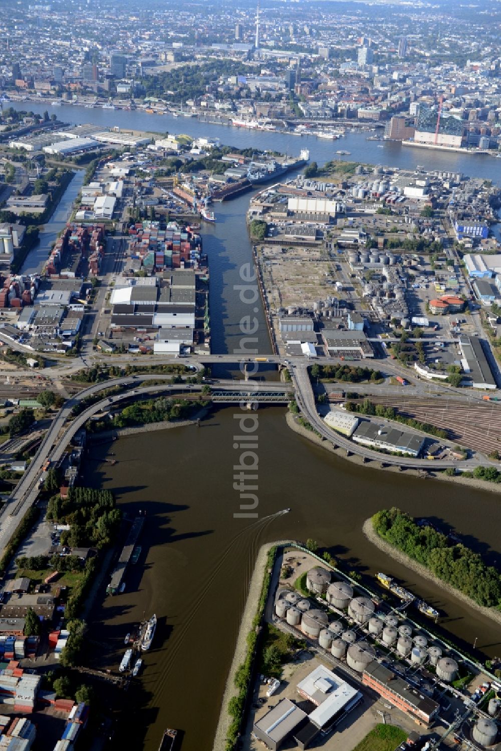 Hamburg von oben - Argentinienknoten in Hamburg-Mitte / Steinwerder