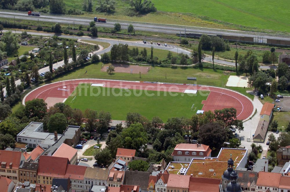 Lutherstadt Wittenberg von oben - Arthur-Lambert-Stadion in Lutherstadt Wittenberg