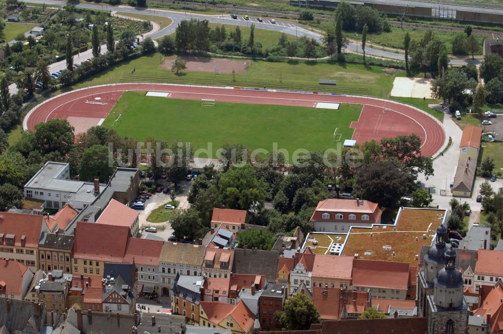 Lutherstadt Wittenberg aus der Vogelperspektive: Arthur-Lambert-Stadion in Lutherstadt Wittenberg