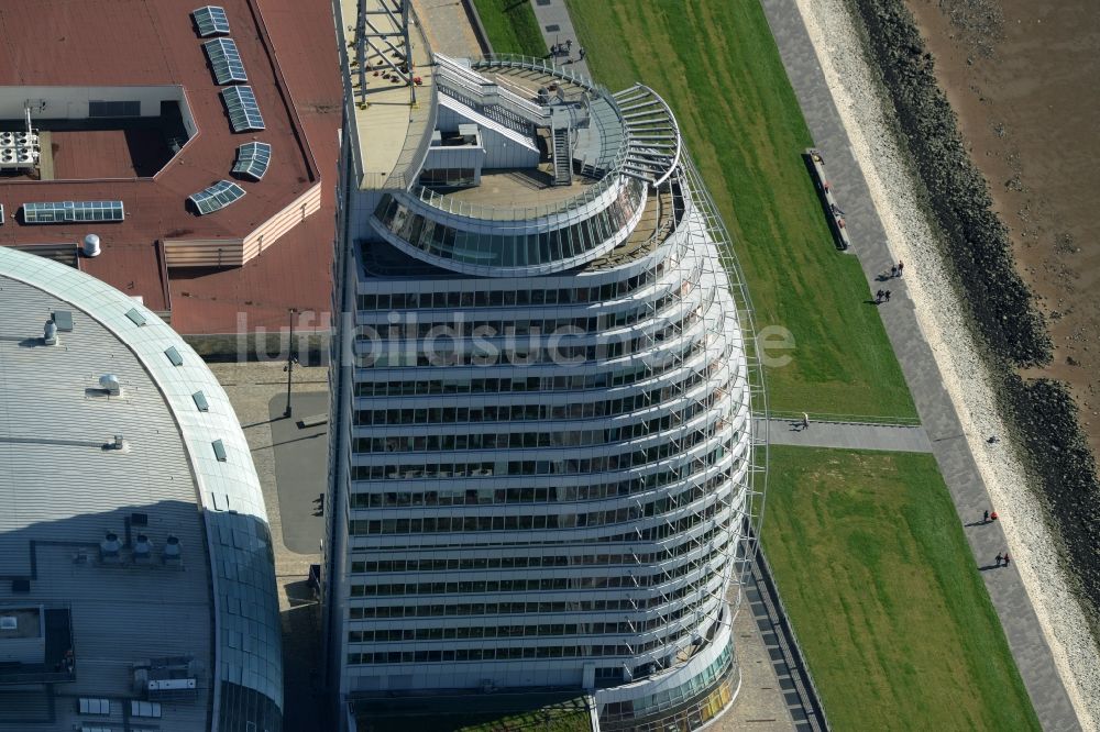 Bremerhaven aus der Vogelperspektive: Atlantic Hotel Sail City in Bremerhaven im Bundesland Bremen