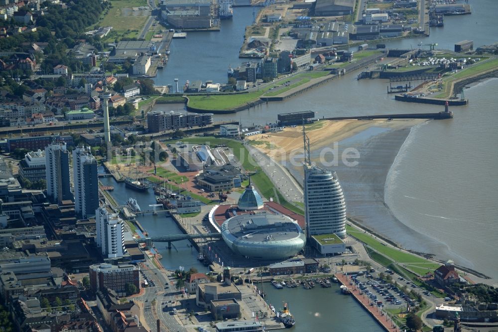 Luftbild Bremerhaven - Atlantic Hotel Sail City und Klimahaus in Bremerhaven im Bundesland Bremen