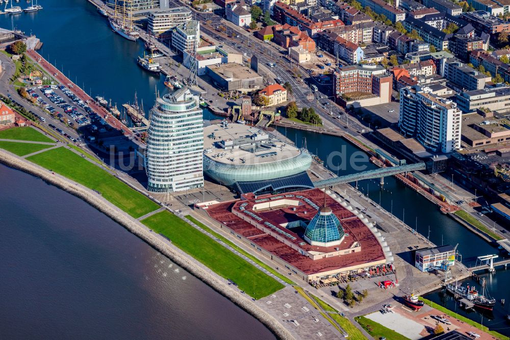 Luftbild Bremerhaven - Atlantic Hotel Sail City und Klimahaus in Bremerhaven im Bundesland Bremen