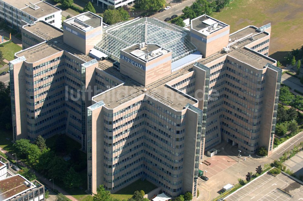 Frankfurt am Main von oben - Atricom Bürohaus in Frankfurt-Niederrad