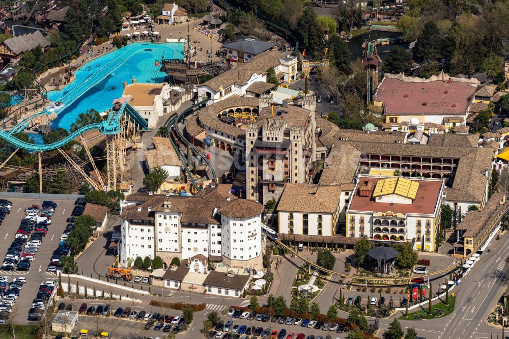 Luftbild Rust - Attraktionen und Fahrgeschäfte im Freizeitpark Europa-Park in Rust im Bundesland Baden-Württemberg