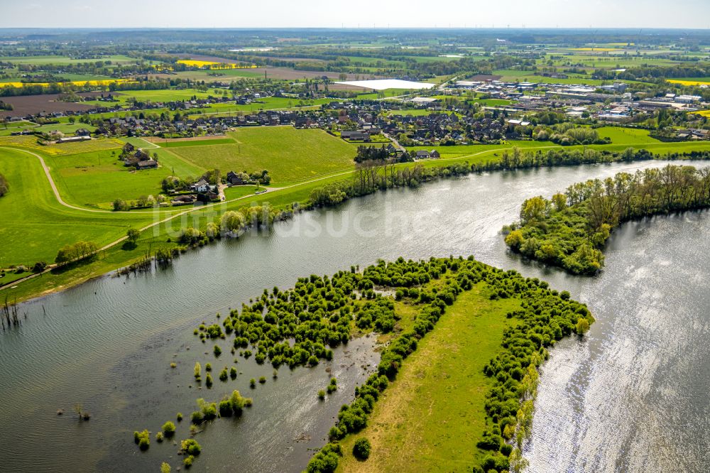 Xanten aus der Vogelperspektive: Auenlandschaft Bislicher Insel in Xanten im Bundesland Nordrhein-Westfalen, Deutschland