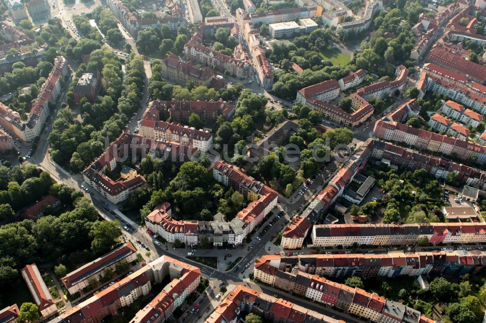 Luftaufnahme Erfurt - Auenviertel in Erfurt im Bundesland Thüringen