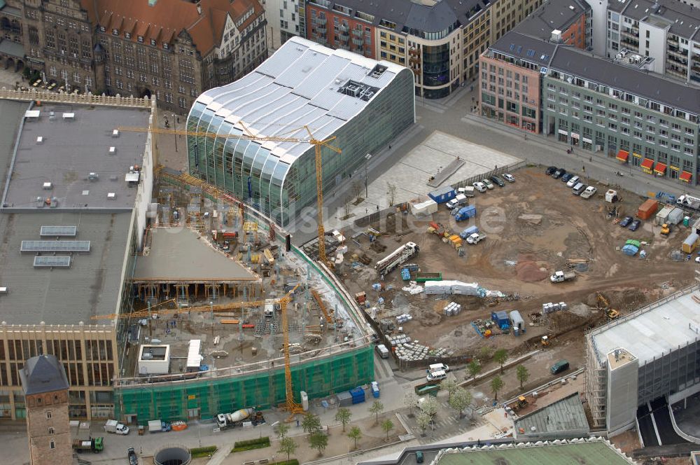 Chemnitz von oben Aufstockung des Einkauszentrums Galerie Roter Turm