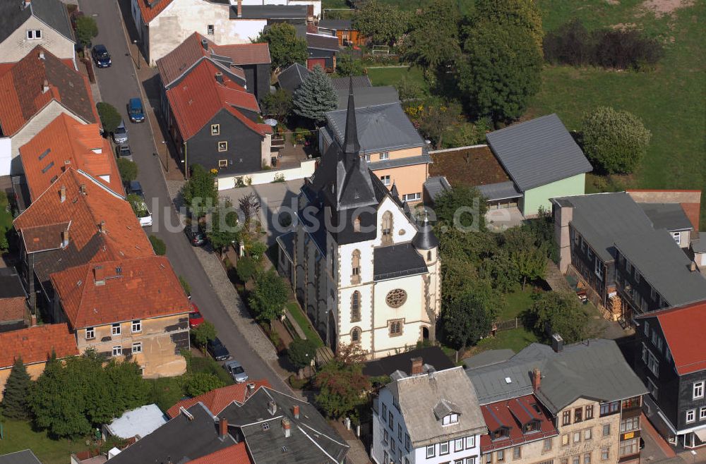 Friedrichroda aus der Vogelperspektive: August-Eckhardt Straße in Friedrichroda mit dem Kath. Pfarramt Friedrichroda