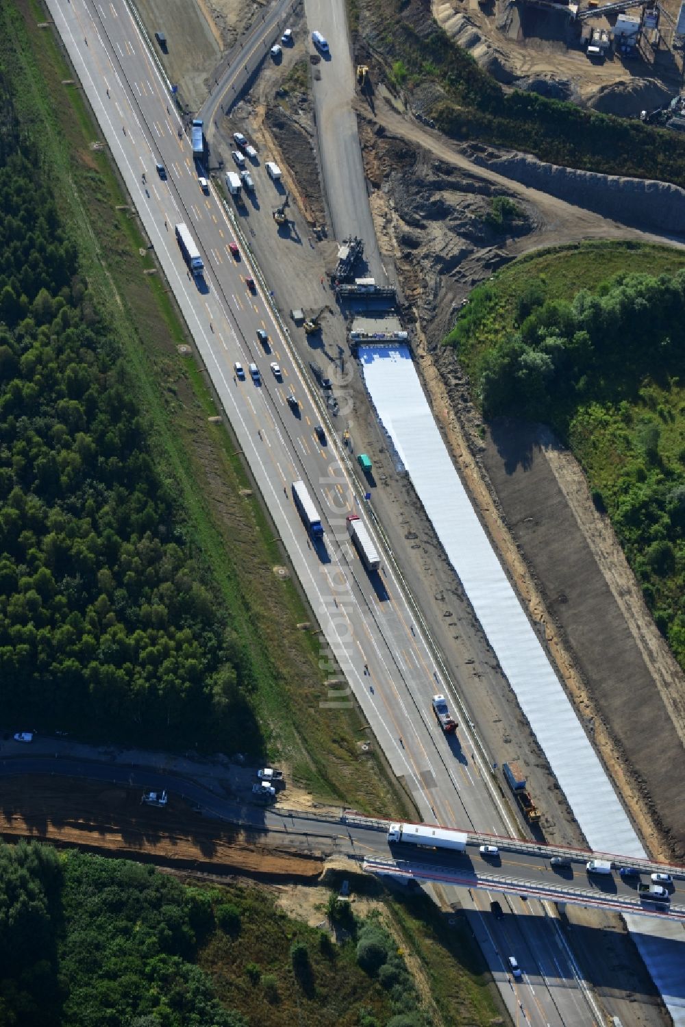 Luftbild Schwanebeck - Aus- und Umbauarbeiten am Autobahndreieck AD Schwanebeck / Kreuz Barnim an der Autobahn A10 und A11 bei Schwanebeck in Brandenburg