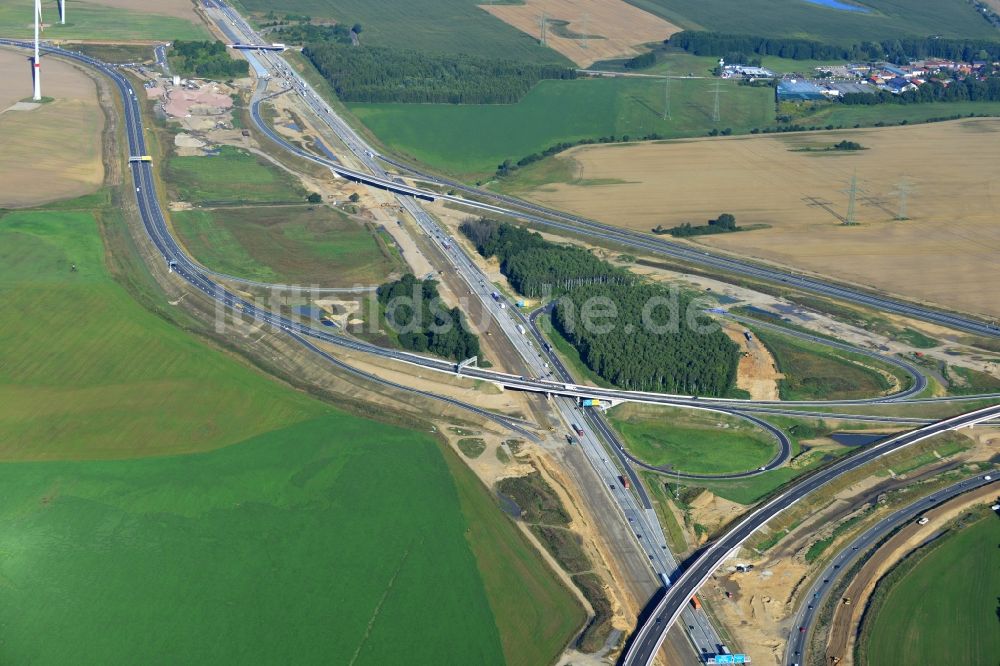 Luftbild Schwanebeck - Aus- und Umbauarbeiten am Autobahndreieck AD Schwanebeck / Kreuz Barnim an der Autobahn A10 und A11 bei Schwanebeck in Brandenburg