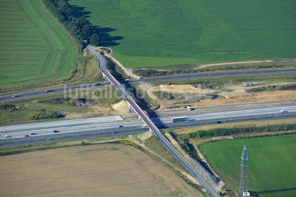 Luftbild Schwanebeck - Aus- und Umbauarbeiten am Autobahndreieck AD Schwanebeck / Kreuz Barnim an der Autobahn A10 und A11 bei Schwanebeck in Brandenburg