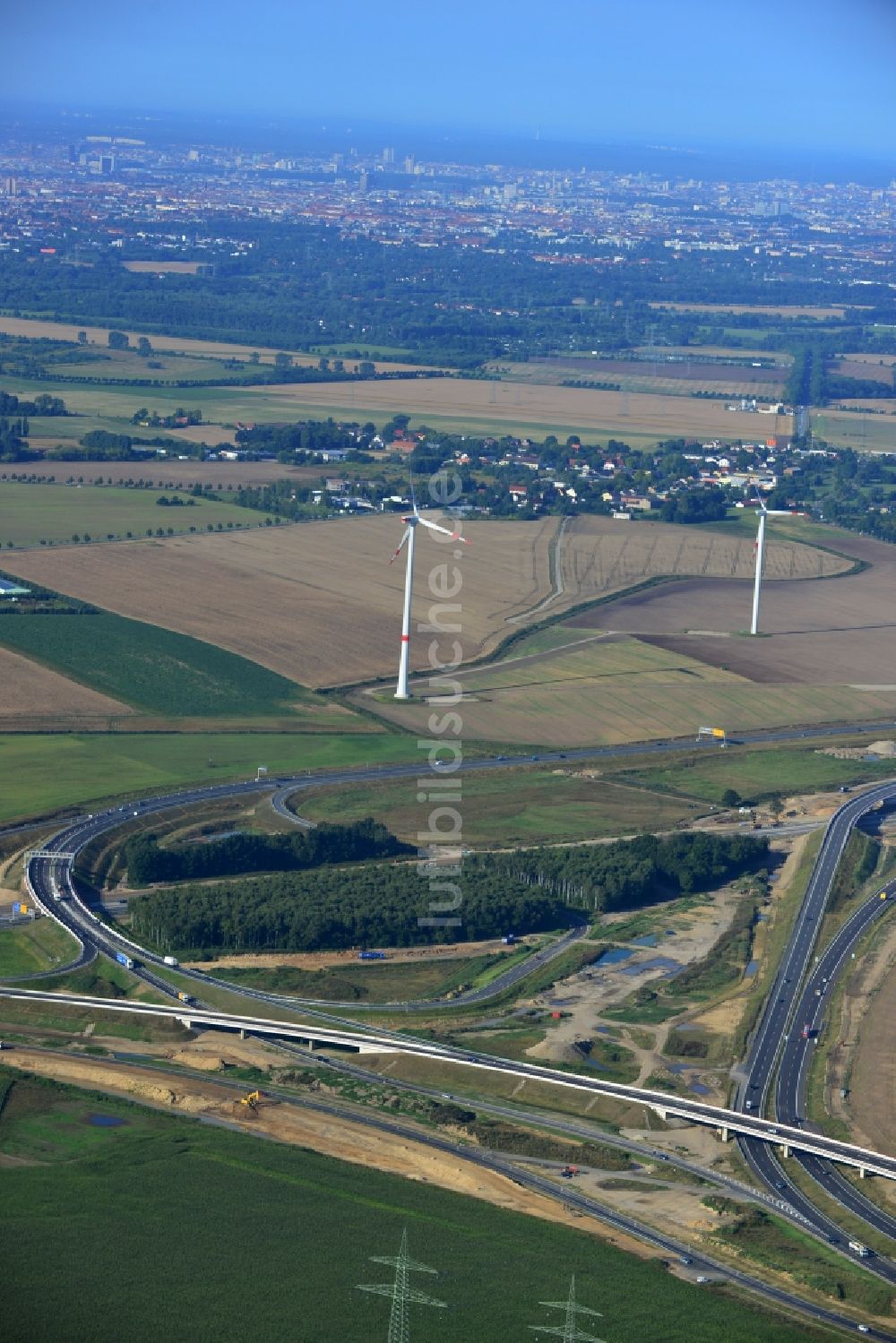 Luftbild Schwanebeck - Aus- und Umbauarbeiten am Autobahndreieck AD Schwanebeck / Kreuz Barnim an der Autobahn A10 und A11 bei Schwanebeck in Brandenburg