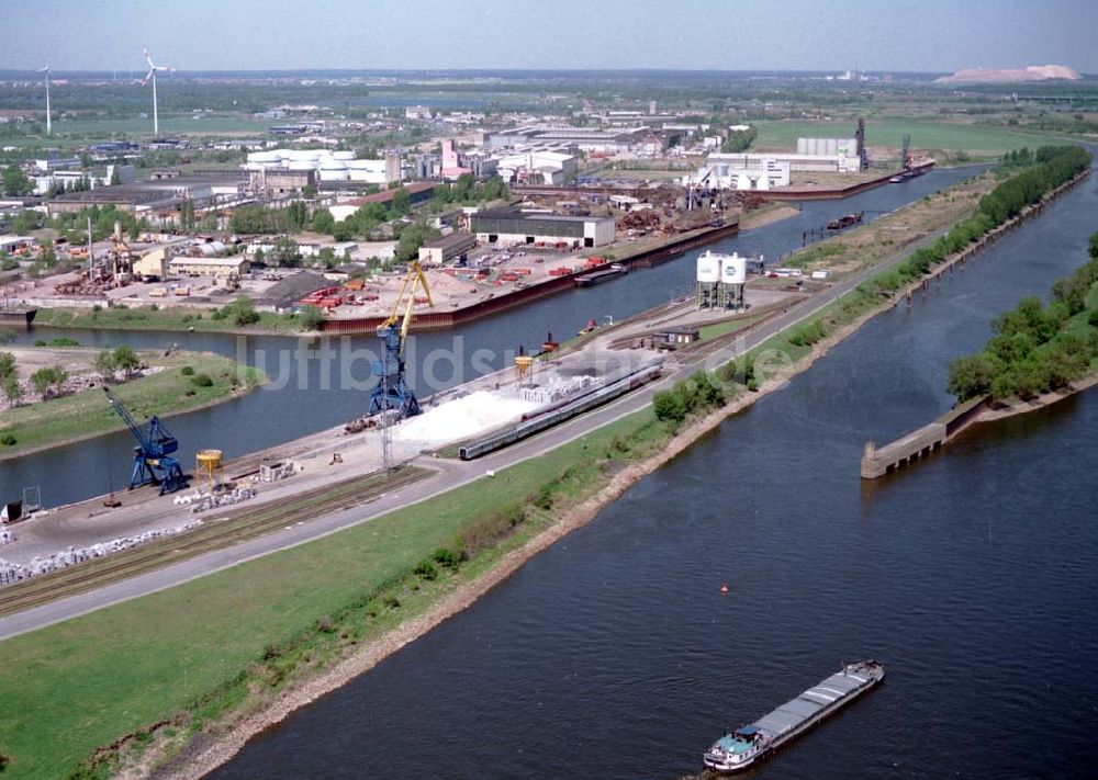 Luftaufnahme Magdeburg / Sachsen - Anhalt - Ausbau des Abstiegskanales am Binnenhafen Magdeburg in Sachsen - Anhalt