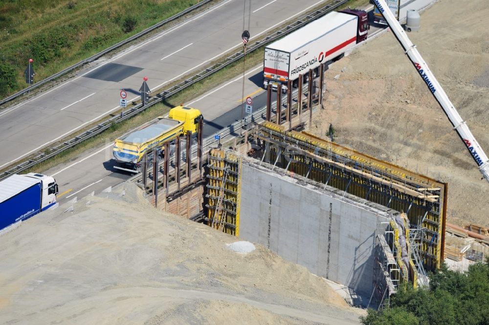 Luftbild Dittersdorf - Ausbau- Arbeiten und Baustellen an der Streckenführung der BAB Bundesautobahn A9 bei Dittersdorf in Thüringen