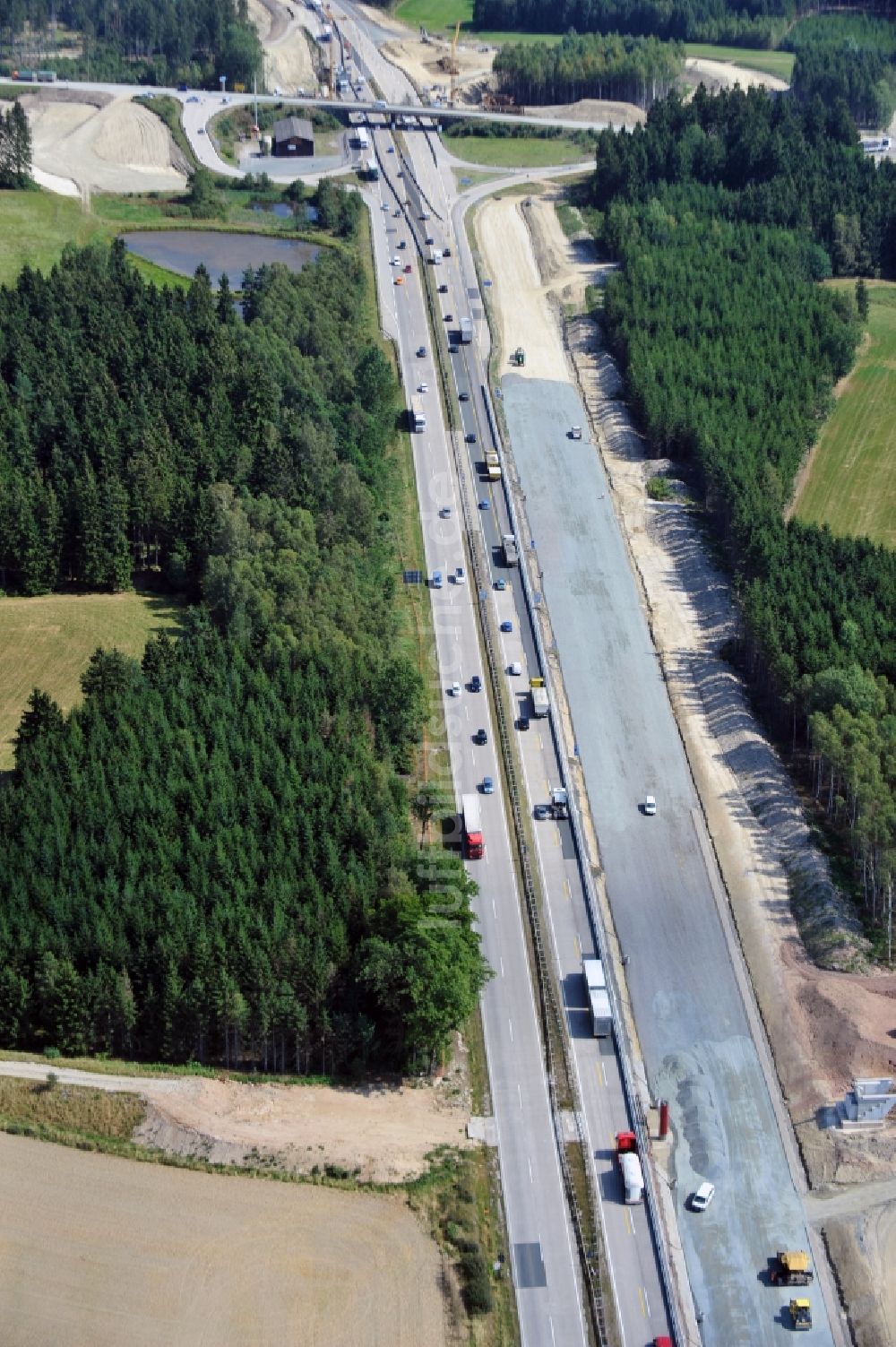 Luftbild Dittersdorf - Ausbau- Arbeiten und Baustellen an der Streckenführung der BAB Bundesautobahn A9 bei Dittersdorf in Thüringen