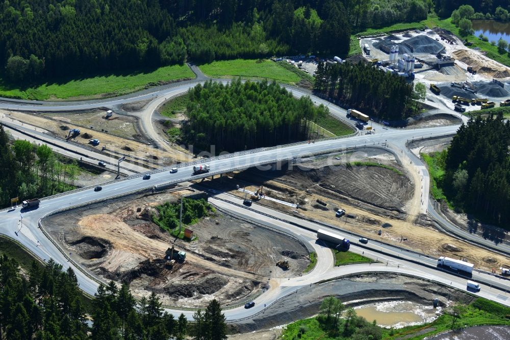 Luftbild Dittersdorf - Ausbau- Arbeiten und Baustellen an der Streckenführung der BAB Bundesautobahn A9 bei Dittersdorf in Thüringen