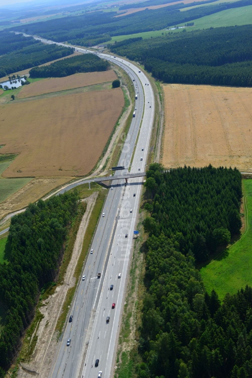 Luftbild Dittersdorf - Ausbau- Arbeiten und Baustellen an der Streckenführung der BAB Bundesautobahn A9 bei Dittersdorf in Thüringen