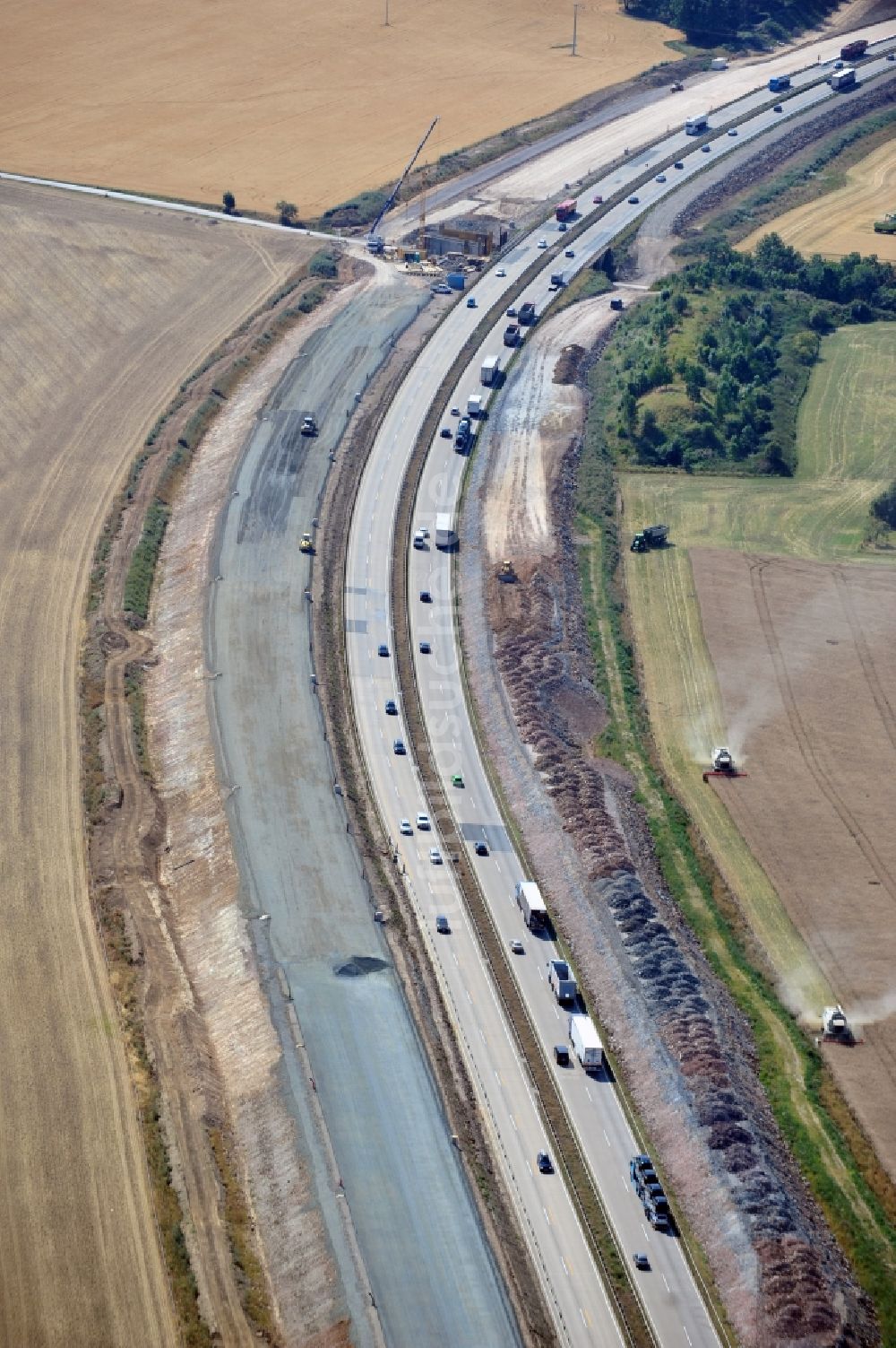 Luftbild Lemnitz - Ausbau- Arbeiten und Baustellen an der Streckenführung der BAB Bundesautobahn A9 bei Lemnitz in Thüringen