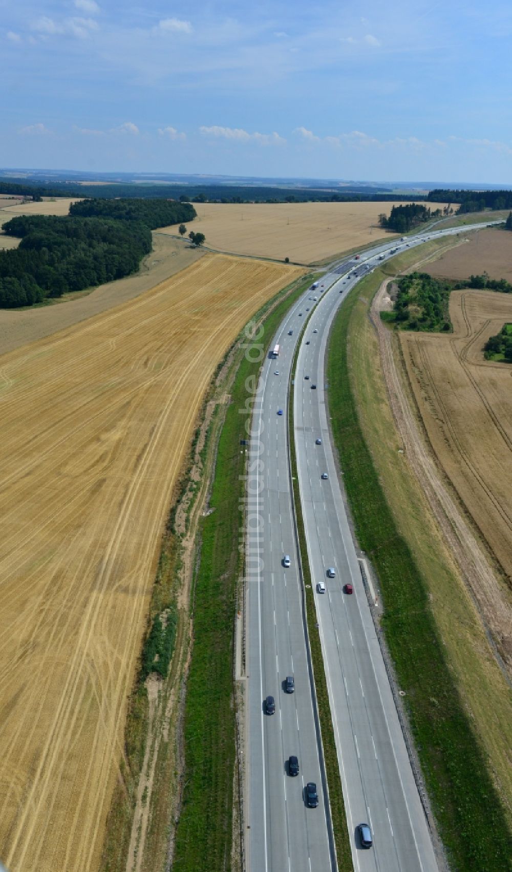 Luftbild Lemnitz - Ausbau- Arbeiten und Baustellen an der Streckenführung der BAB Bundesautobahn A9 bei Lemnitz in Thüringen